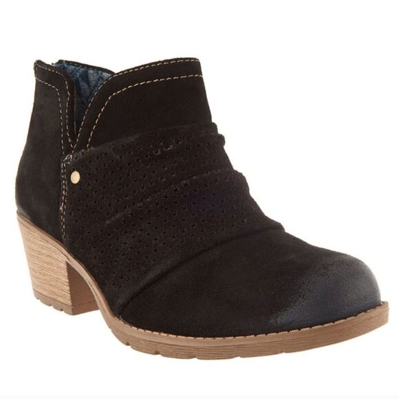 Earth Origins Amanda Black Suede Leather Booties Size 7M - Picture 1 of 11